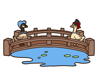 Ganzen op een brug